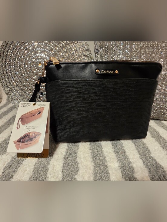 Joan & David Handbags - Joan & David NWT Black Textured Cosmetic Travel Wristlet Bag MSRP$58